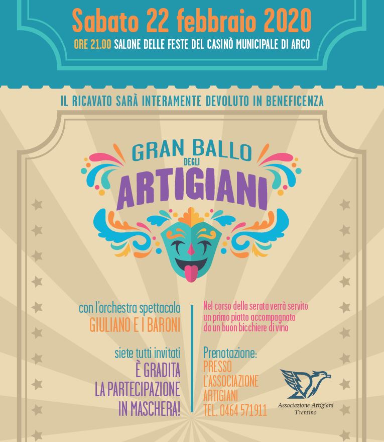Gran ballo degli artigiani – sabato 22 febbraio 2020 Casinò municipale di Arco