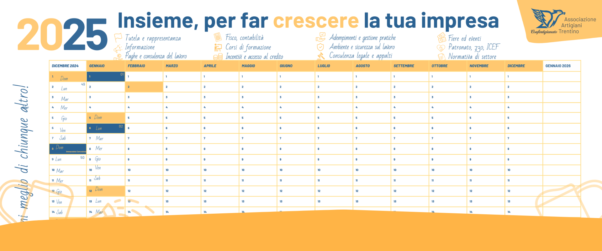Disponibili i calendari 2025 di Associazione Artigiani!